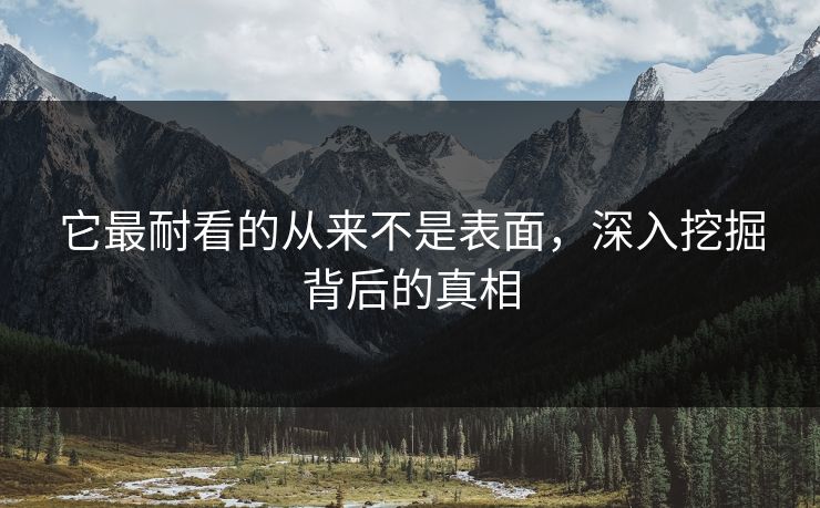 它最耐看的从来不是表面，深入挖掘背后的真相