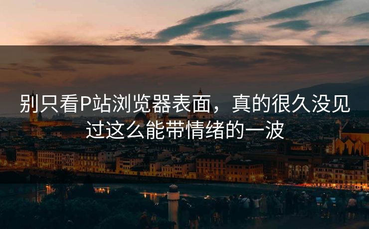 别只看P站浏览器表面，真的很久没见过这么能带情绪的一波